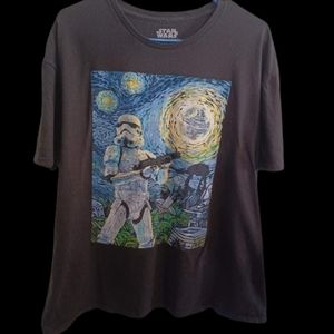 Star Wars Starry Night Van Gogh Stormtrooper Black Men's T-shirt Size XL